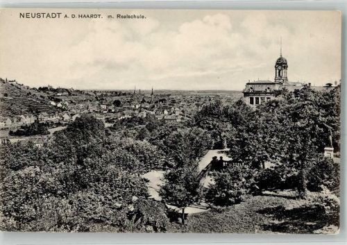 Neustadt 1920 Panorama des Ortes mit der Realschule Verlag Louis Glaser 17670
