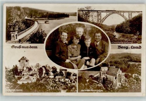Remscheid Schloss Burg Kirche Altenberger Dom Müngstener Brücke Talsperre Familienfoto Foto AK