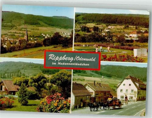 Rippberg Panorama des Ortes mit Kirche St. Sebastian Wassertretbecken Postkutsche