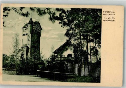 Grafenwöhr 1926 Forstamt und Wasserturm des Truppenübungsplatz