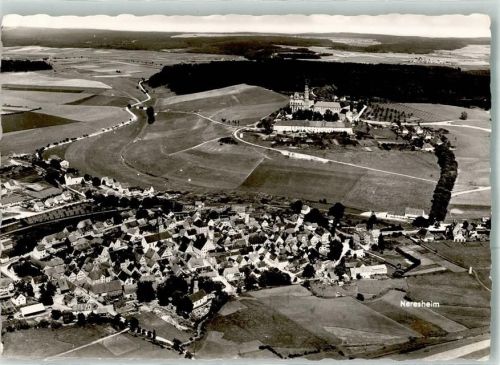 Neresheim Fliegeraufnahme des Ortes mit der Abtei Neresheim Fotograf Hildenbrand