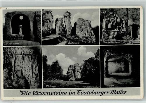 Detmold 1938 Externsteine Denkmal Höhle Bahnpost Hameln- Zug 14
