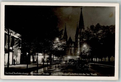 Charlottenburg WK II Budapester Straße Kaiser Wilhelm Gedächniskirche b. Nacht Oldtimer