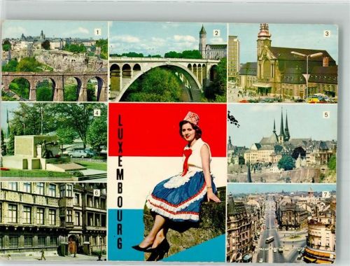 Luxembourg 1972 Tracht Pont Adolphe Bahnhof Kriegerdenkmal Kirche Schloss