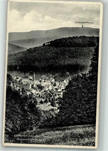 Schmitten 1937 Panorama des Ortes mit Kirche St. Karl Borromäus und Großem Feldberg