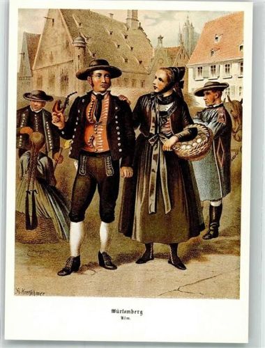 Ulm sign. Kretschmer, Albert Ein Paar in der Ulmer Tracht