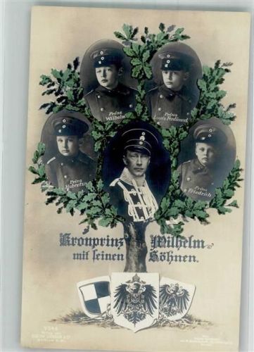 Der Kronprinz mit seinen Söhnen in Form eines Eichenbaumes Reichsadler Uniform Verlag Gustav Liersch 7346