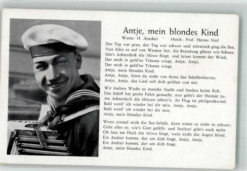 Text des Liedes Antje mein blondes Kind von Anacker/Herms Niel Verlag Robert Franke 113