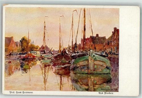 sign. Hermann Hans Prof. Aus Flandern Hafen Wohlgemut u. Lissner No. 3116