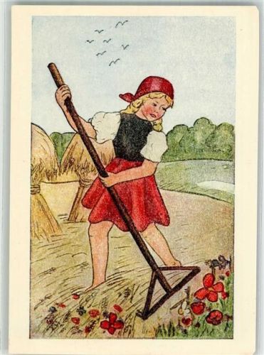 Mädchen Heuernte Kunstspiegel Verlag Reg. Nr. 3