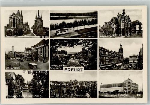 Erfurt WK II Stadion Straßenbahn Bahnhofsplatz Dom Hermann Göring Flughafen Anger