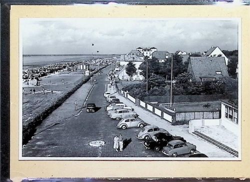 Duhnen Foto montiert auf Karton Strand Straße und Promenade VW Käfer Fotograf Otto Schulze