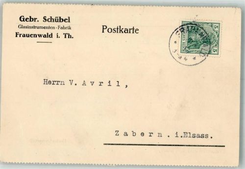 Frauenwald 1914 Geschäftskorrespondenz Glasinstrumenten-Fabrik Gebr. Schübel