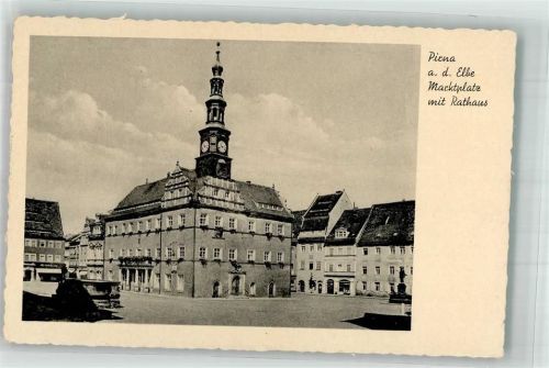 Pirna 1941 Marktplatz mit Rathaus Feldpost WK II Brückenbau-Ers.-Batl. I