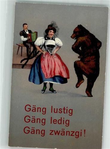 Bär Frau Tracht Akkordeon P.Z. z 2769