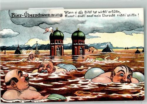 München Dicke Männer schwimmen in der von Bier überschwemmten Stadt Hofbräuhaus Verlag Zieher, Ottmar 4508