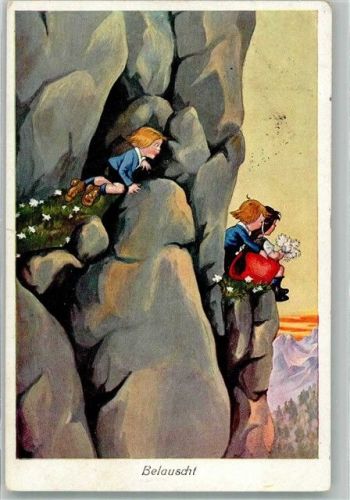 1926 Kleiner Junge belauscht junges Liebespaar in Bergwand WSSB 9261/4