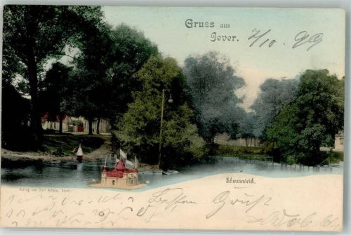 Jever 1899 Schwanenteich Bahnpost Emden-Wilhelmshaven Zug 85