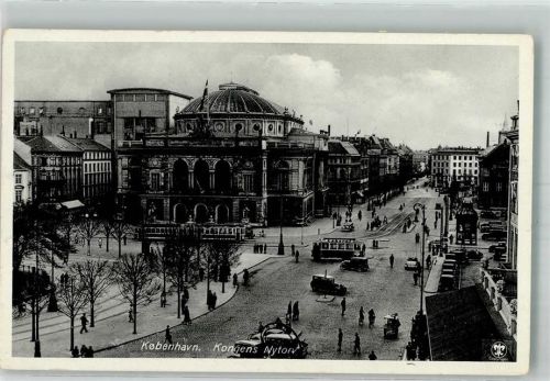 Kopenhagen 1937 Auto Straßenbahn Kongens Nytorv