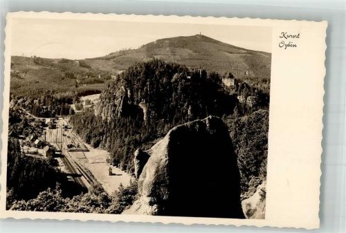 Kurort Oybin 1936 Der Berg Oybin mit dem Hochwald Silesia-Verlag Nr. 3242 Hüttenstempel