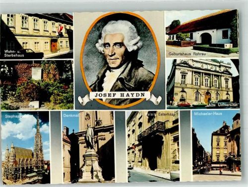 Wien Portrait des Komponisten Wohn- und Sterbehaus Grabstelle Stephansdom Denkmal Palais Esterhazy Michaeler-Haus Alte Universität Geburtshaus Rohrau