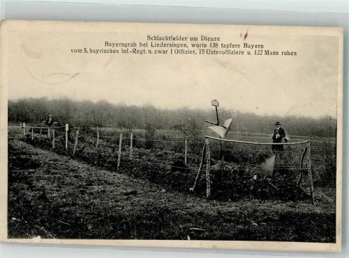 Dieuze 1915 Feldpost WK I Landwehr-Div. Battterie 374 Bayerngrab bei Liedersingen
