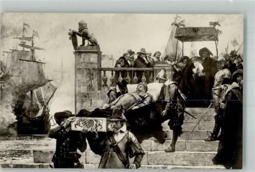 sign.Hellqvist C.G. Sterblichen überreste v. Gustav Adolf werden an Bord d. schwedischen Flotte in Wollgast gebracht
