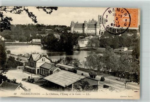 Pierrefonds 1913 Schloss Bahnhof Briefmarke Bildseite