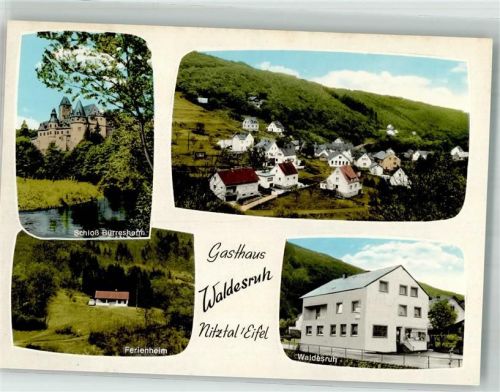Nitztal Gasthaus Waldesruh Panorama des Ortes Schloss Bürresheim Ferienheim