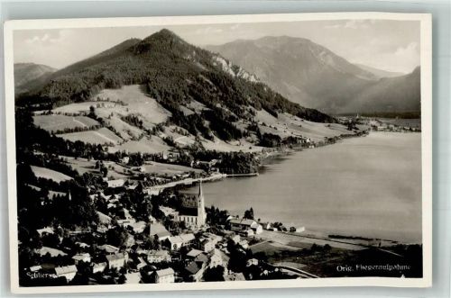 Schliersee 1936 Fliegeraufnahme des Ortes mit Pfarrkirche St. Sixtus