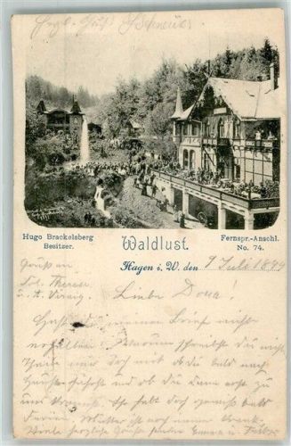 Hagen 1899 Vorläufer Gasthaus Waldlust