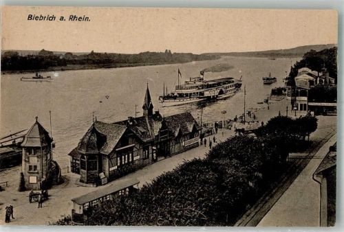 Biebrich Rheinpromenade Rheinschiff Raddampfer Verlag Zieher, Ottmar 1729