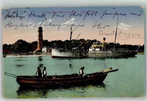 Travemünde 1922 Leuchtturm Schiff Boot Ruderboot Ostseebad