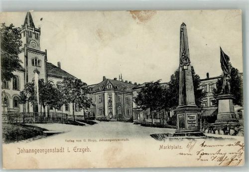 Johanngeorgenstadt 1905 Denkmal Postsäule Marktplatz