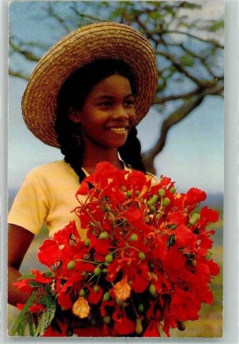 Fort-de-France Tracht The child with flaming-tree blossoms
