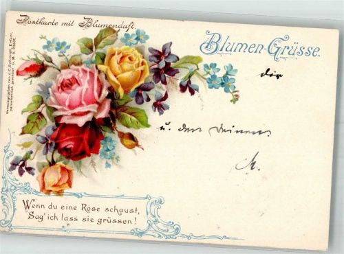 1898 Rosen Veilchen und Vergissmeinnicht Adelskorrespondenz