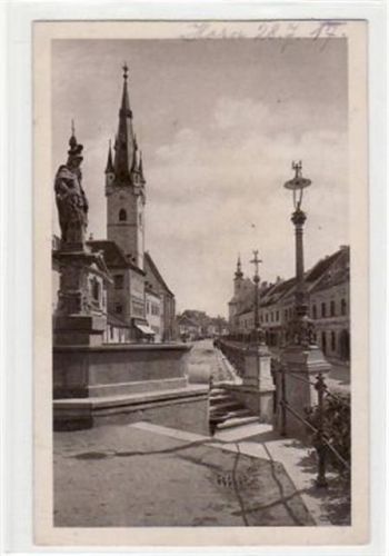AK von Horn. Straßenpartie Kirche Brunnen gelaufen 1917. Gute Erhaltung.
