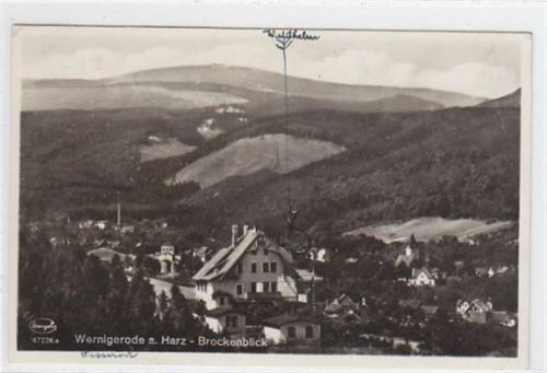 Wernigerode Wernigerode mit Brockenblick gelaufen 1929. Leichter Bug oben rechts, sonst gut erhalten.