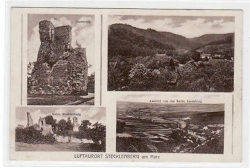 Luftkurort Stecklenberg im Harz mit Lauenburg, Gesamtansicht, Aussicht von der Ruine Lauenburg und Ruine Stecklenburg gelaufen von 1927. Gute Erhaltung.