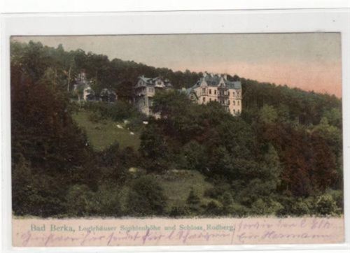 Bad Berka Bad Berka mit Logirhäuser, Sophienhöhe und Schloss Rodberg gelaufen 1906. Leicht fleckig, sonst gut erhalten.