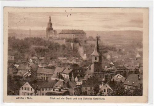 Weida Weida i. Thür. mit Blick auf die Stadt und Schloss Osterburg. Feldpost, mit Stempel von 1916. Gute Erhaltung.