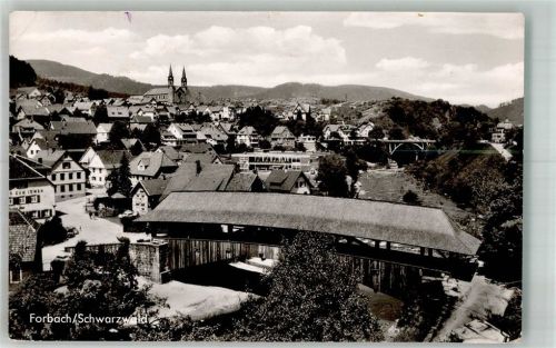 Forbach Panorama des Ortes mit Murgbrücke und St. Johannes Kirche Fotograf Zipprich