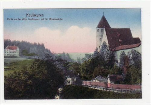 Kaufbeuren. Partie an der alten Stadtmauer Sankt Blasiuskirche ungelaufen Top Erhaltung.