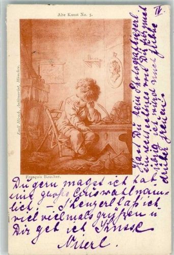 1898 sign. Boucher, Francois Nachdenkliches Kind am Schreibtisch Adelskorrespondenz