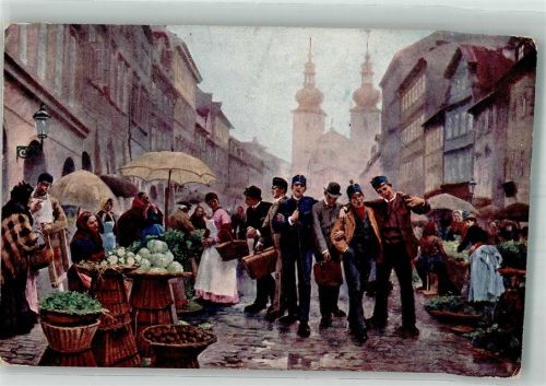1917 sign. Bartonek Rekruten Marktszene Militär Österreich WK I