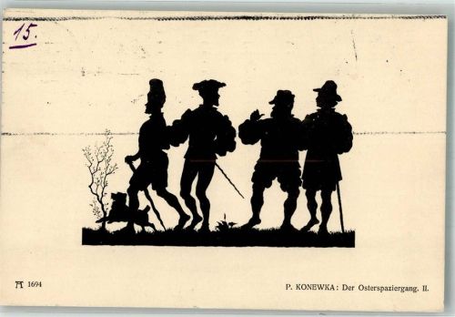 1912 Scherenschnitt Der Osterspaziergang Ackermann's Kunstverlag Serie 140 No. 1694
