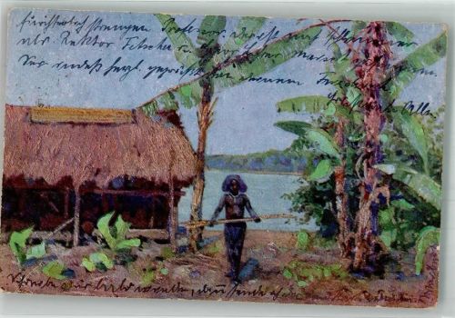 Port Moresby 1915 Papua-Neuguinea Tracht Kolonialkriegerdank sign. Prof. Mülter, Paul