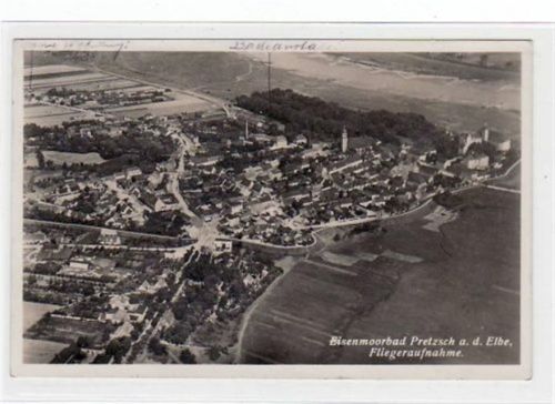 Pretzsch Eisenmoorbad Pretzsch mit Fliegeraufnahme gelaufen von 1930. Gute Erhaltung.