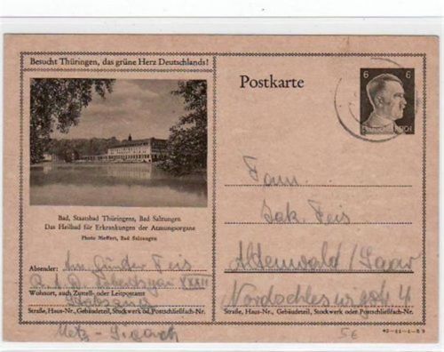 Bad Salzungen Bad Salzungen mit Heilbad für Erkrankungen der Atmungsorgane gelaufen von 1942. Gute Erhaltung.