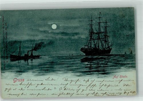 1898 Auf Rhede bei Nacht Dampfsegler